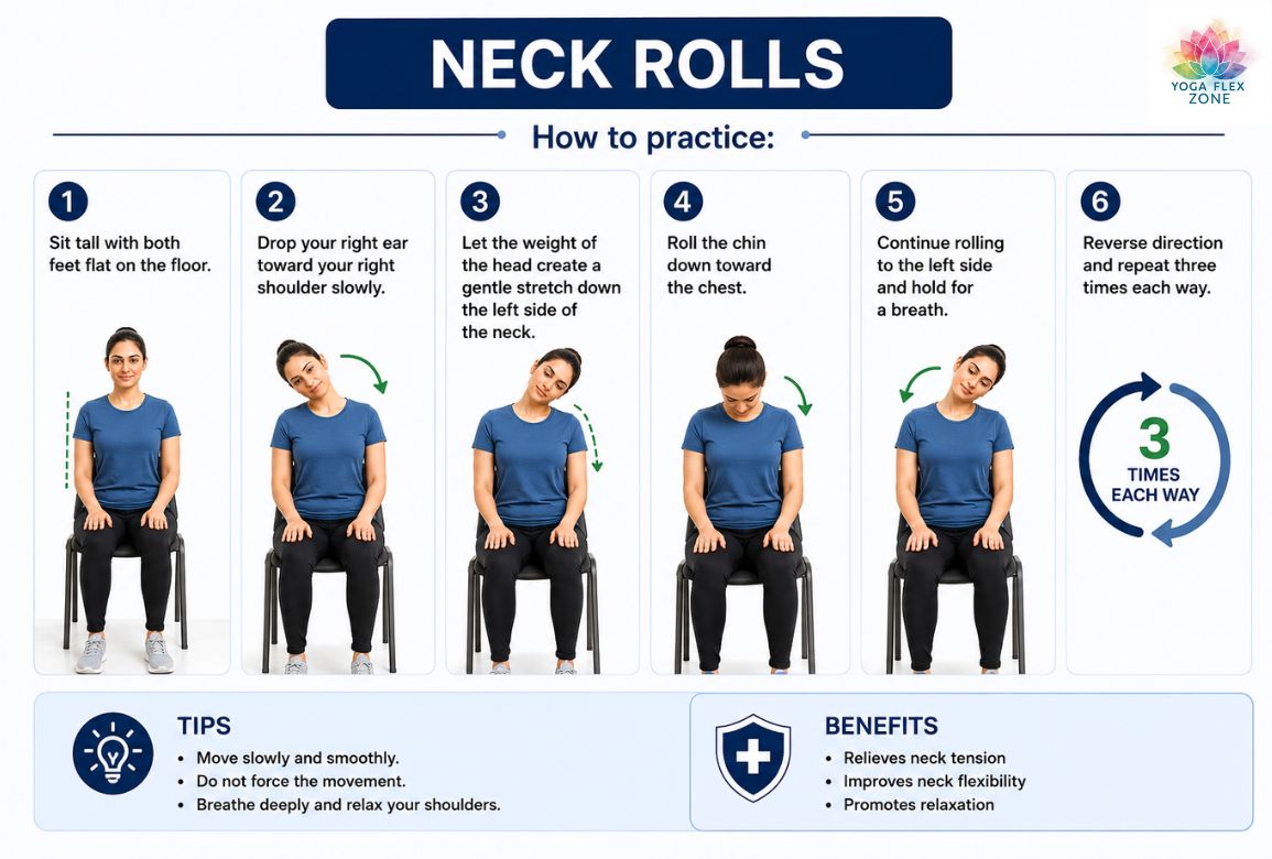 morning yoga for rounded shoulders and neck tension