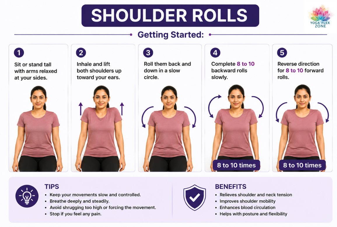 morning yoga for rounded shoulders and neck tension